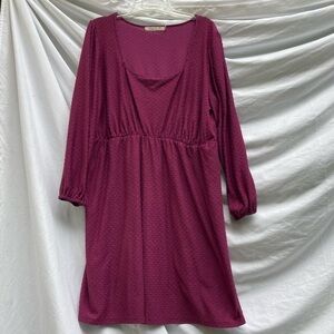 Liberty Love Red Long Sleeve Midi Dress, Size 2XL